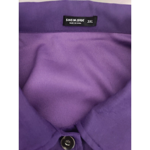 Shein Curve Button Down Shirt Jacket Purple Black Hearts Plus Size 3XL - Picture 8 of 10